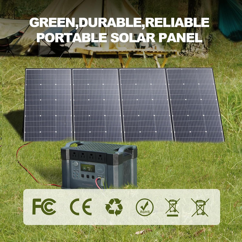 ALLPOWERS SP037 400 watt Solar Panel Foldable Portable Solar Charger with 25% High Efficiency Monocrystalline Cells, 400w Solar Panel IP67 Waterproof for RV Camping Motorhome Off-Grid Power Backup