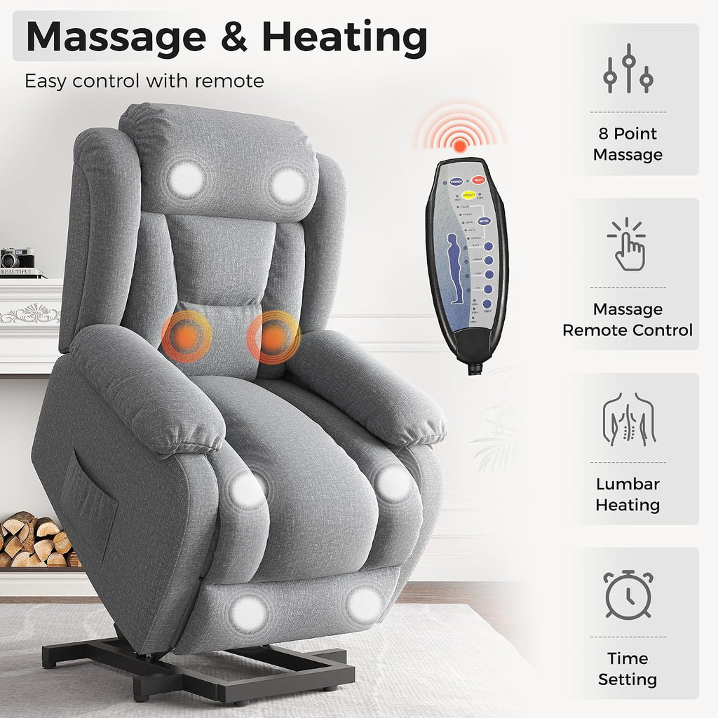 Amopatio Power Lift Recliner Chairs for Elderly Upgraded Living Room Reclining Chairs Indoor Lounge Chairs Single Sofa with Side Pockets and Remote Control for Bedroom