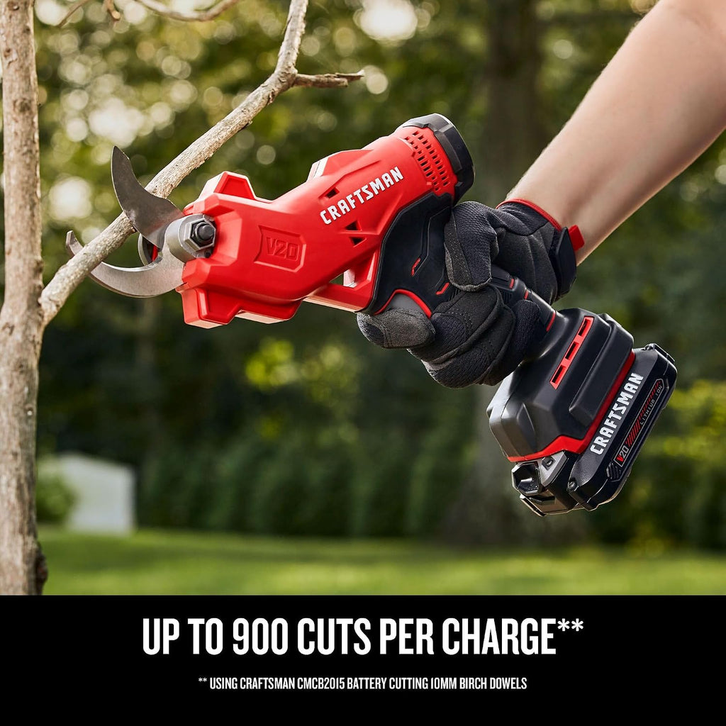 CRAFTSMAN V20 Cordless Electric Pruner, Pruning Shears for Gardening, 2 Ah Battery and Charger Included, Electric Pruning Shears, Tree Pruner (CMCPR320C1)