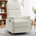 Korser Swivel Rocking Recliner with Massage, Small Glider Chair for Nursery, Modern-Designed Armrests Chair for Adults Living Room, Chenille, Beige