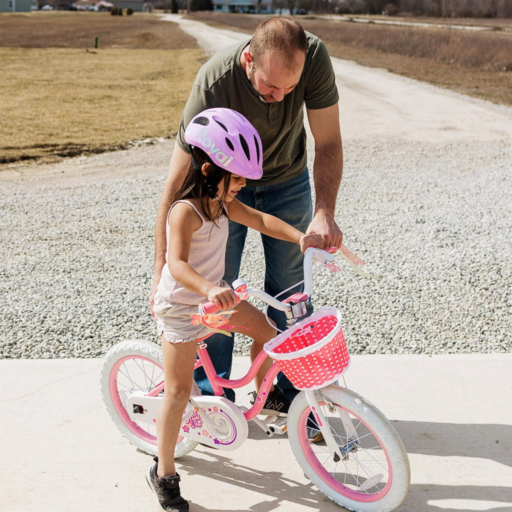 RoyalBaby Girls Bike with Training Wheels, Stargirl Kids Bicycle 12 Inch Toddlers to Big Kids 3-4 Years, Coral Red