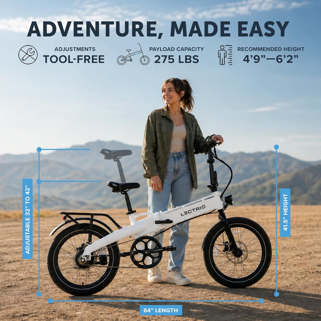 LECTRIC XP™ Lite 2.0 Electric Bike | Adult Folding Bikes - Weighs Only 49lbs | 45 Mile Range w/ 5 Pedal-Assist Levels | 20mph Top Speed - Class 1 and 2 eBike