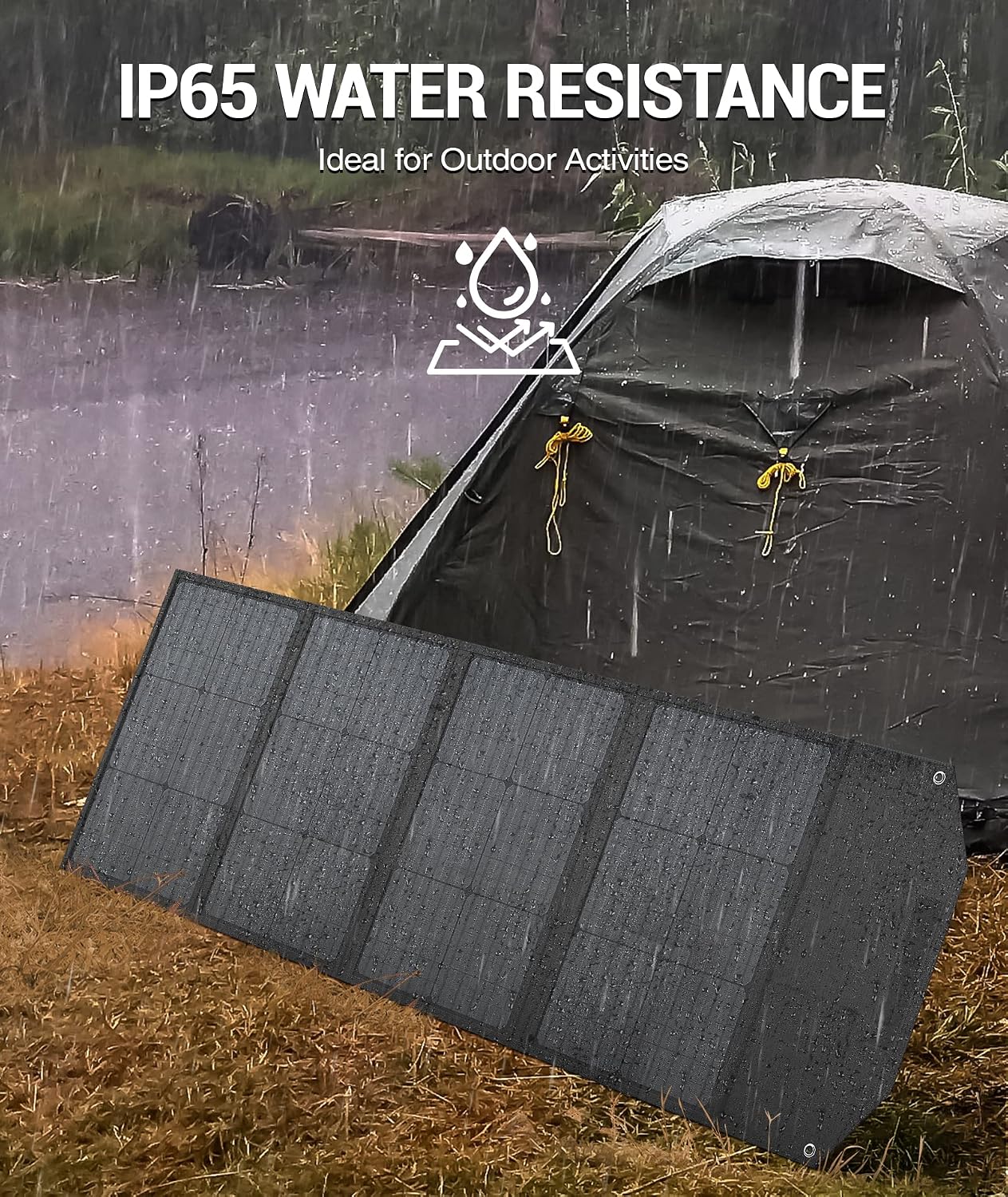 BLAVOR 120W Portable Solar Panel PD45W QC3.0 Fast Solar Charger DC18V 6.67A USB A&C Output Compatible with Power Stations, Solar Generators, Phones, Tablets, for RV Camping, Off-Grid Road Trips