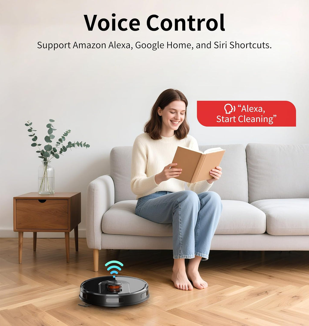 Robot Vacuum and Mop Combo with Self-Emptying, Customizable Map Cleaning with LiDAR Navigation, 6000Pa Suction, Smart No-Go Zones, 70Days Hands-free Robotic Vacuum Cleaner for Floor, Carpet, Pet Hair