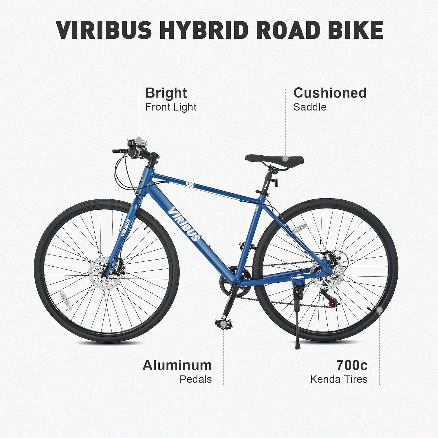 VIRIBUS Hybrid Bikes, 28 inch Mens Hybrid Bicycle 7 Speed with Lightweight Aluminum Frame & Disc Brakes, 700C Retro Vintage Adult Bike for Tall Men & City Commuters 85% Pre-Assembled