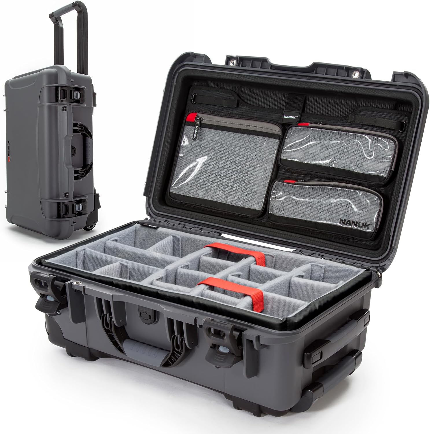 NANUK 935 Pro Photo Kit – Waterproof Travel Camera Hard Case with Padded Dividers and Wheels, 22' x 14' x 9' - Dustproof and Impact Resistant, Airline Carry-On Approved – Graphite