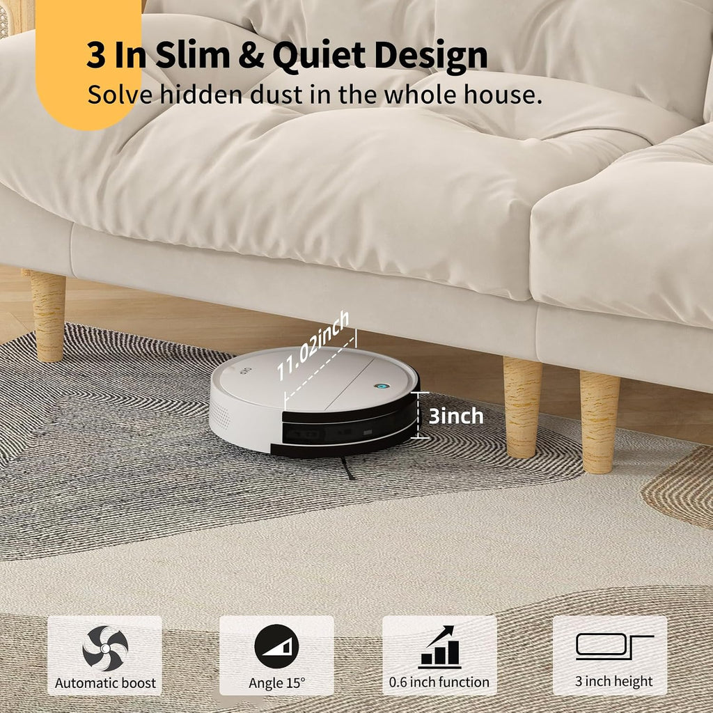 OKP Life Robot Vacuum and Mop Combo with 2500Pa Suction, Vacuum Robot Compatible with Alexa/APP/Wi-Fi, Self-Charging Super Mini Quiet Robotic Vacuum for Carpets and Hard Floors for Pet Owners