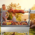 25w 37in Electric Rotisserie Grill Portable 132lbs Portable Stainless Steel Rotisserie Grill Roster With Wheels, Motor, Wind Baffle For Pig Chicken Lamb Rotisseries Roasting Machine