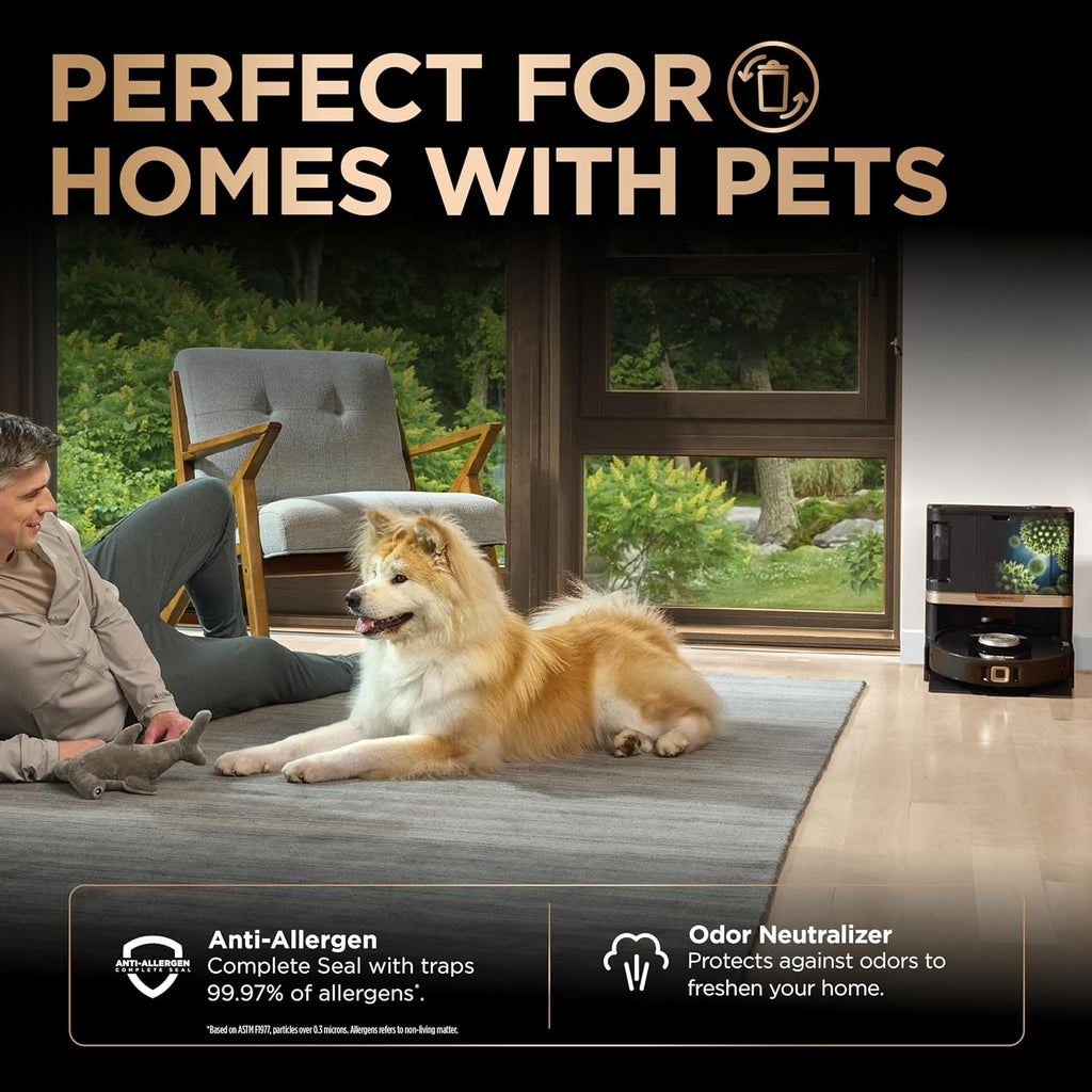 Shark Robot Vacuum & Mop Combo, PowerDetect NeverTouch Pro, Self-Emptying, Self-Refill with Self-Clean Pad Wash & Dry, 60-Day Debris Capacity, 30-Day Refill Tank, 5 PowerDetect Technologies, RV2820ZE