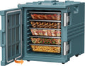 CAMMOO Blue 82QT Non-Electric Hot Box Food Warmer with Wheels, 304 Stainless Steel Latch, Insulated Food Carrier for 5 Full-Size Pans(NOT Included), Food Warmer Box Hot Boxes for Catering