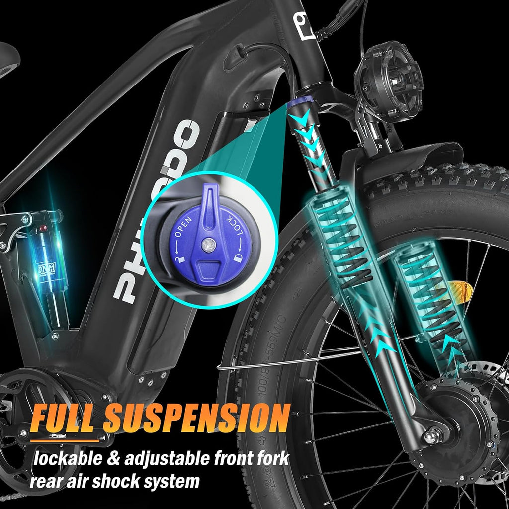 Electric Bike for Adults, 5000𝕨 Dual Motor E-Bike, 60V 32AH Long Range Dirt Bike, Fat Tire Hunting Ebike for All Terrain, Full Suspension Electric Bicycle