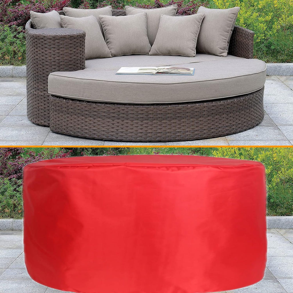 YSUEFIJO Patio Furniture Cover Red 150x39in Garden Furniture Covers Waterproof Round Table Cover 420D Oxford Fabric Anti-UV Tear-Resistant Easy to Clean for Sofa Dining Table and Chairs