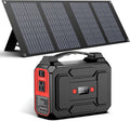 Solar Powered Generator 200W Peak/100W Rated, Portable Generator Power Station with Solar Panels 40W Included, 146Wh Solar Power Bank with AC Outlet 110V for Home Use Camping Outdoor Adventure