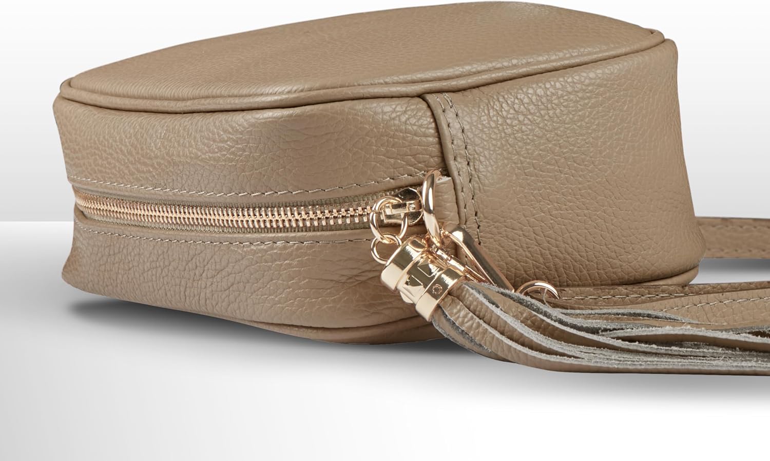 Italian Calf Leather Crossbody Bag for Women with Tassel Zipper | Small Camera Purse Shoulder Handbag Pocketbook