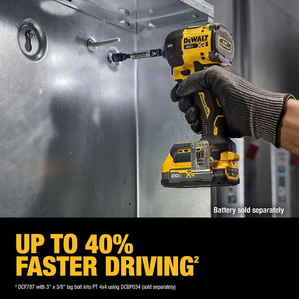DEWALT 20V MAX 1/4 Inch Hydraulic Impact Driver,Quiet, Brushless Cordless XR Extreme Runtime, LED Halo Ring, Tool Only (DCF870B)