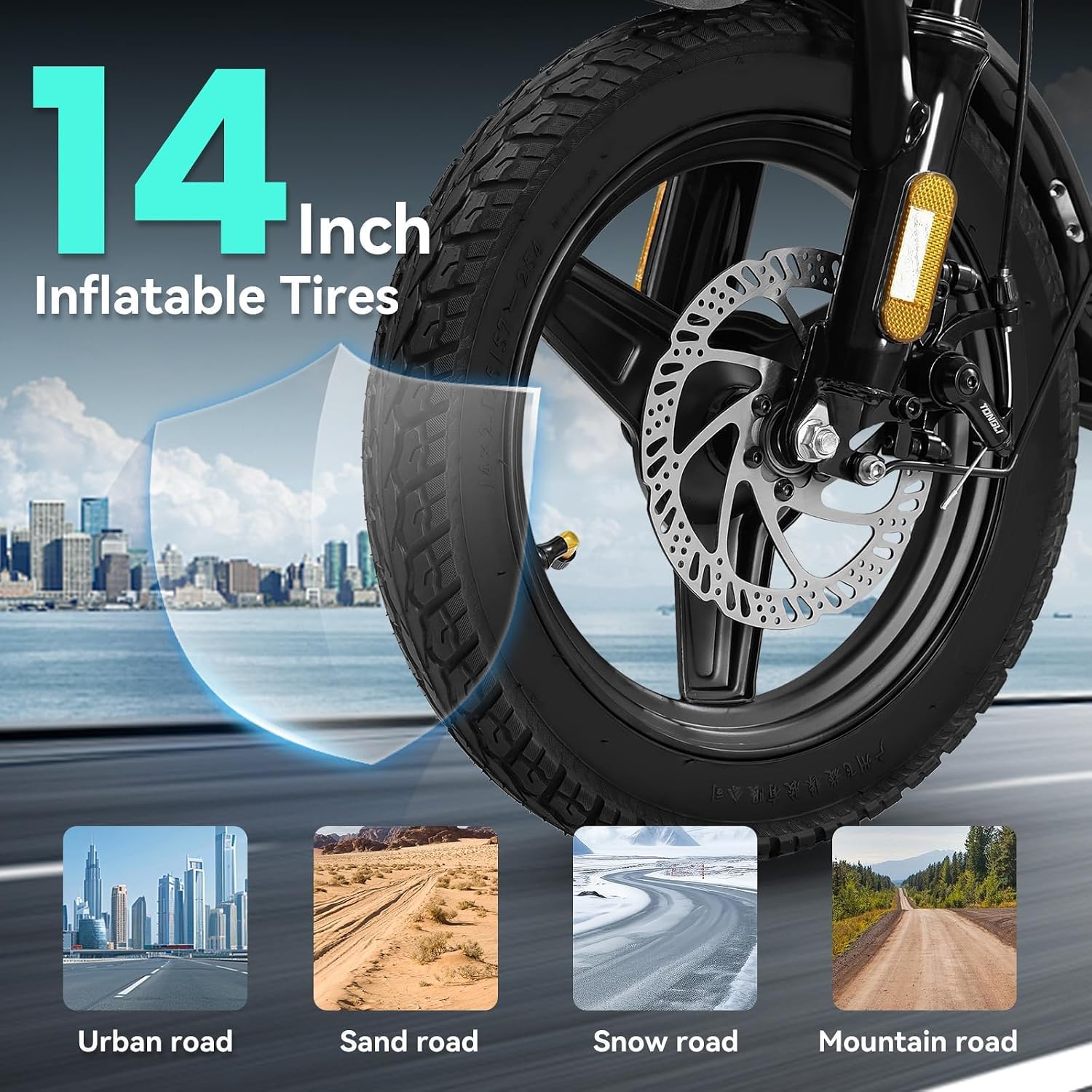Electric Bike for Adults Teens, Commuter City Folding ebike with 560W Motor and 48V Battery, 24MPH 3 Level Pedals Assist, Dual Disc Brakes,14' Compact Foldable Electric Bicycle with UL 2849 Certified