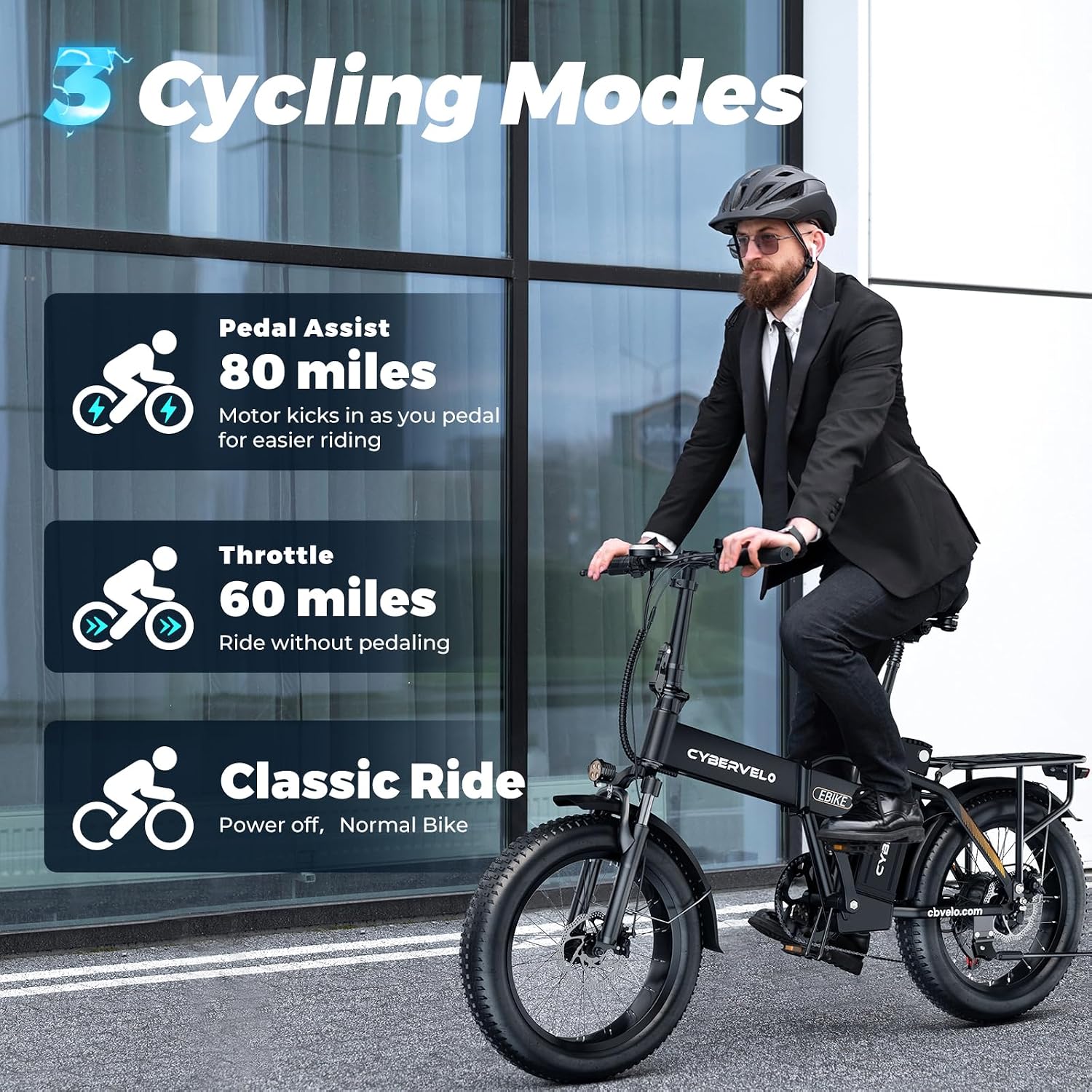 YorkE 1000W Folding Electric Bike, 48V 20AH Large Removable Battery E Bike, 30+MPH, 80 Miles Max Range, 20' Fat Tire Electric Bike for Adults, Adult Electric Bicycles for Commute, 7-Speed