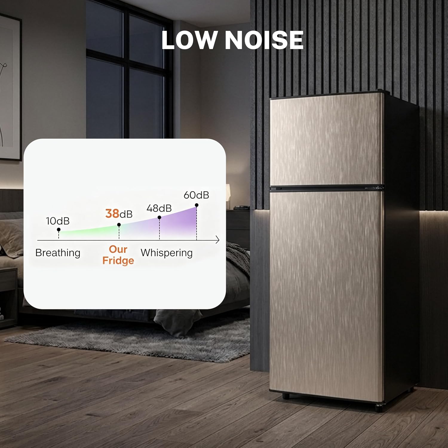 3.2 Cu.Ft Mini Fridge with Freezer, 2 Door Small Refrigerator with Adjustable Thermostat Energy-efficient Low Noise, Compact Fridge for Bedroom, Office, Dorm, Pewter