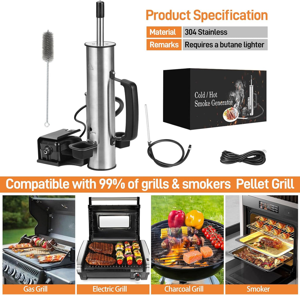 2026 Portable Electric Smoke Generator, Adjustable Smoke Control & Fits 99% Pellet Smokers & Grills, Cold/Hot Smoking Modes for Meats, Salmon & Cheeses – Great Gift Idea for Smoke Lovers