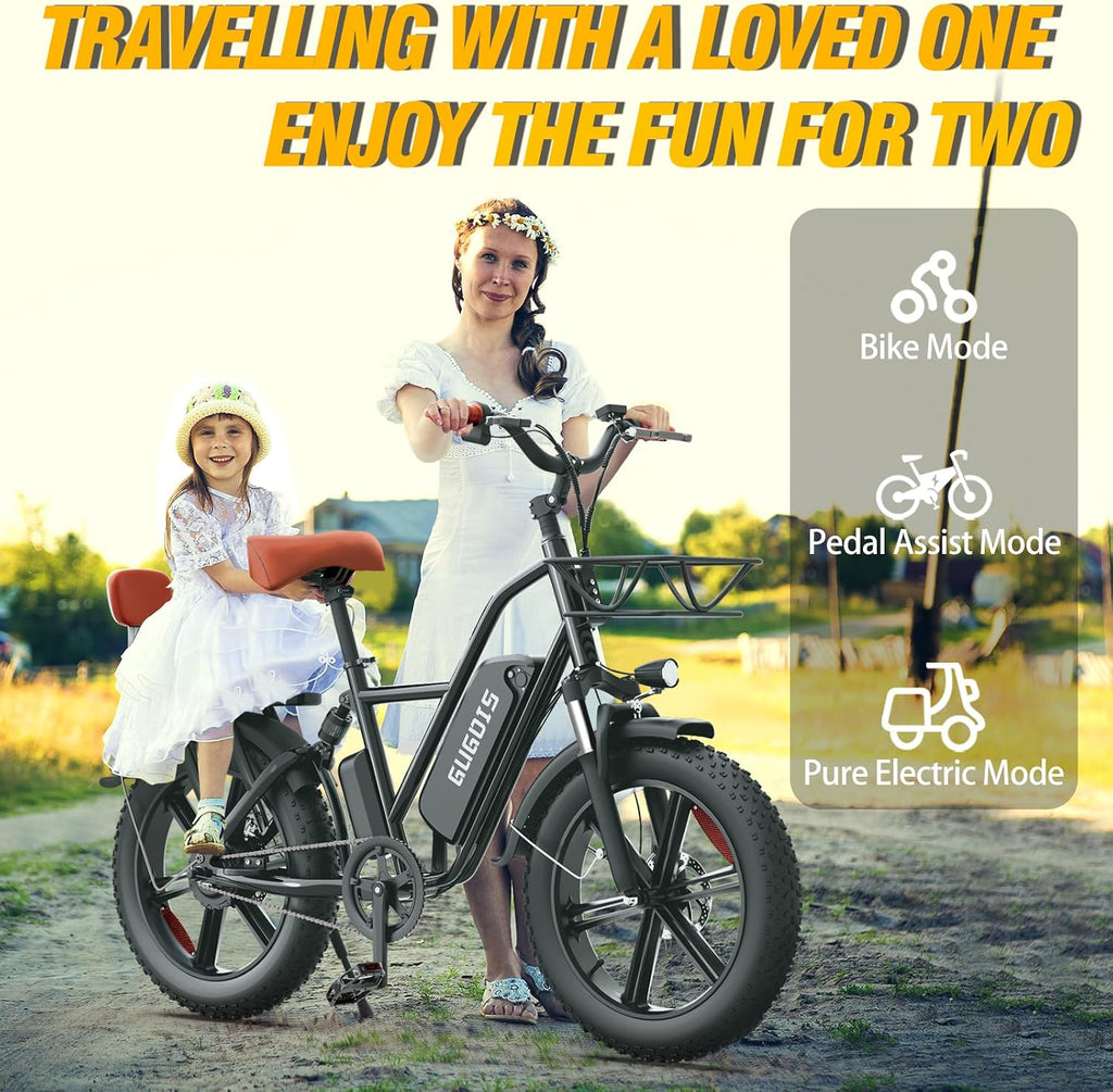 Folding Electric Bike for Adults, 2 Seater Electric Bike, 750W/1000W Peak Motor, 48V Removable Battery, Up to 28/30MPH & 45/60Miles, 16'/20' Tire Ebike, All-Terrain Foldable Electric Bicycles