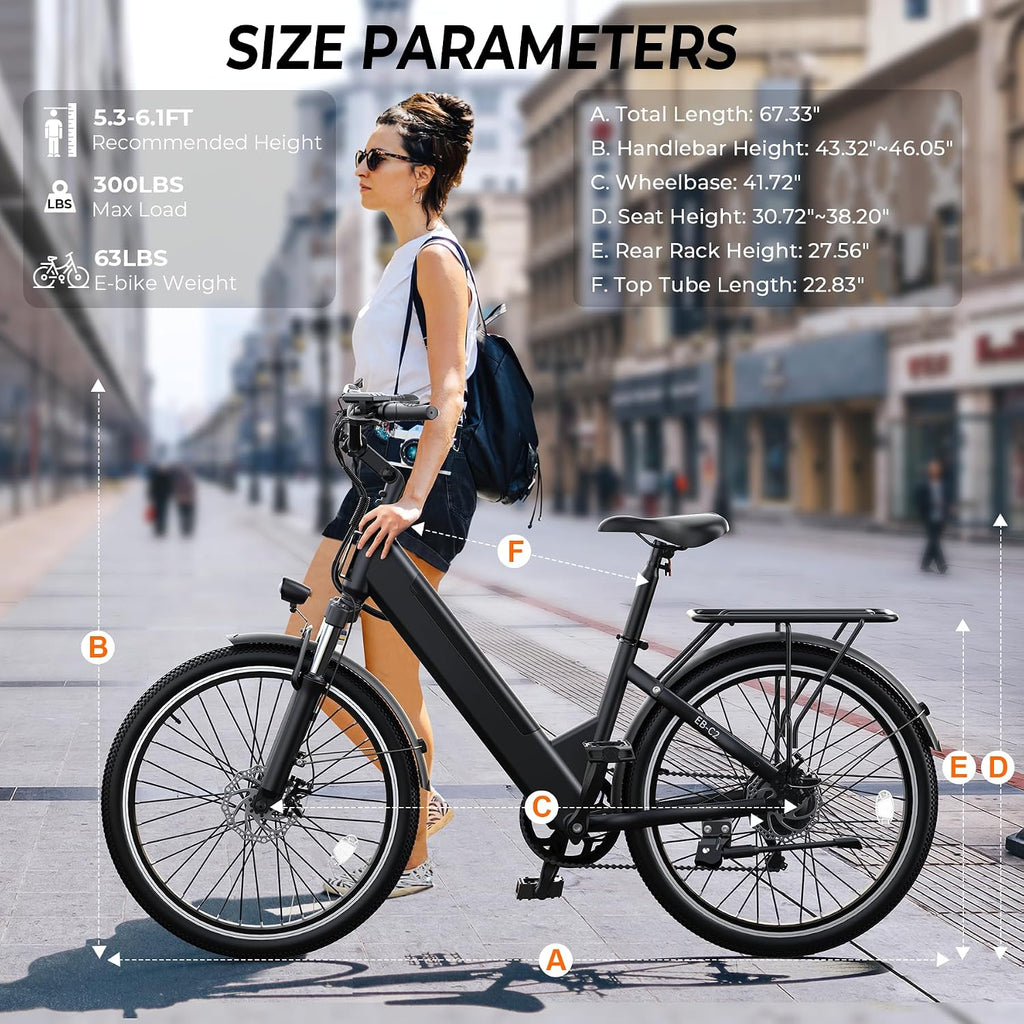 Electric Bike for Adults,26' Step-Thru EBike with 1000W Peak Motor,50 Miles 20MPH Adult Electric Bicycles with 48V Internal Removable Battery, Adjustable Stem,7 Speed,UL 2849 Certified