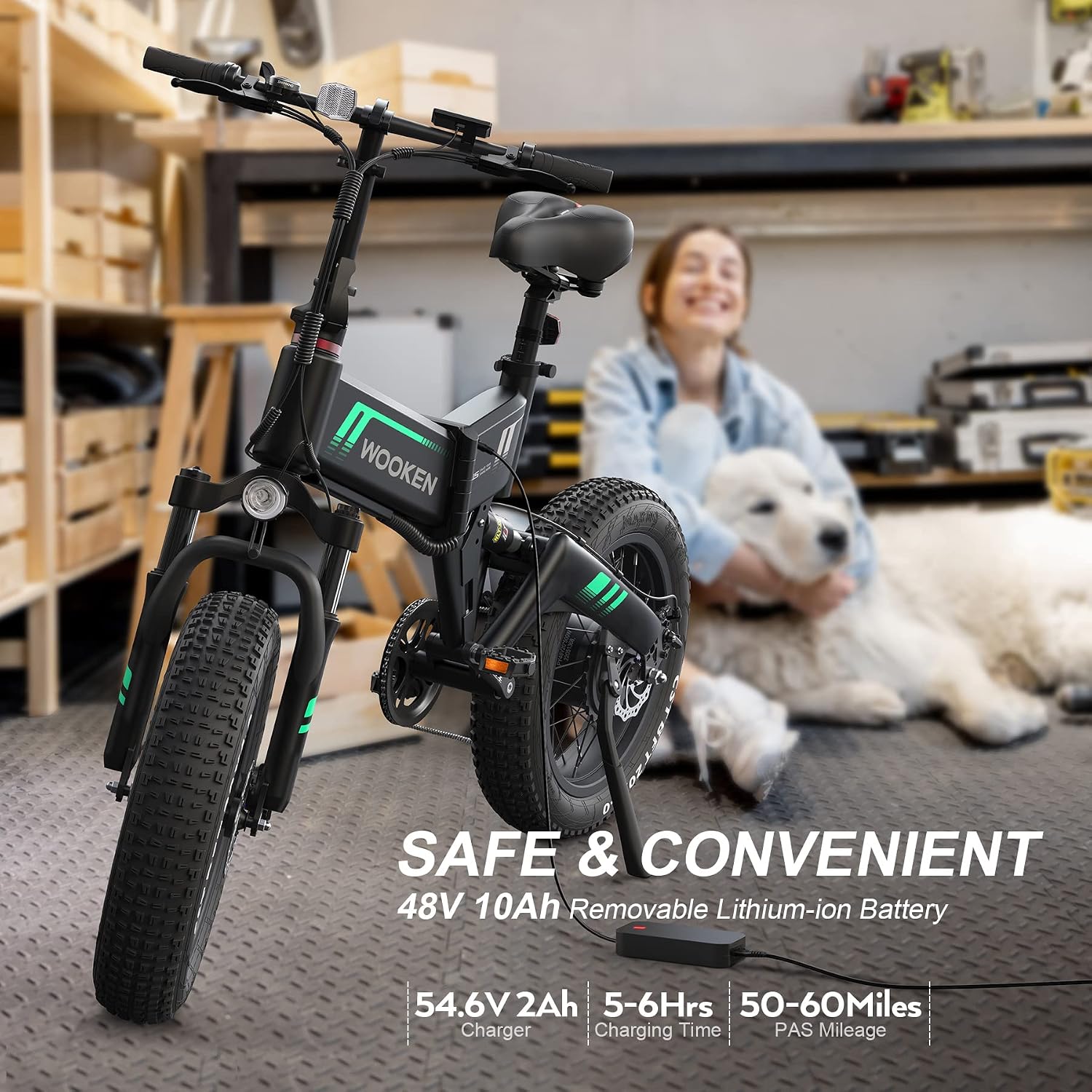 TotGuard Electric Bike,20' Electric Bike for Adults 500W Brushless Motor, 19.8MPH Fat Tire Ebike,Foldable Adult Electric Bicycles with 48V 10Ah Removable Battery,7-Speed,SGS Certified to UL 2849