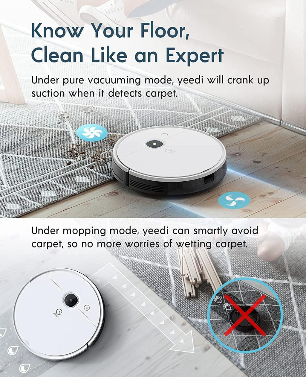 Yeedi vac Station Robot Vacuum and Mop - Self Emptying 3-in-1 Cleaner,200-Min Runtime,3000Pa Suction, Smart Mapping, Carpet Detection, Alexa Compatible, Wi-Fi Connected