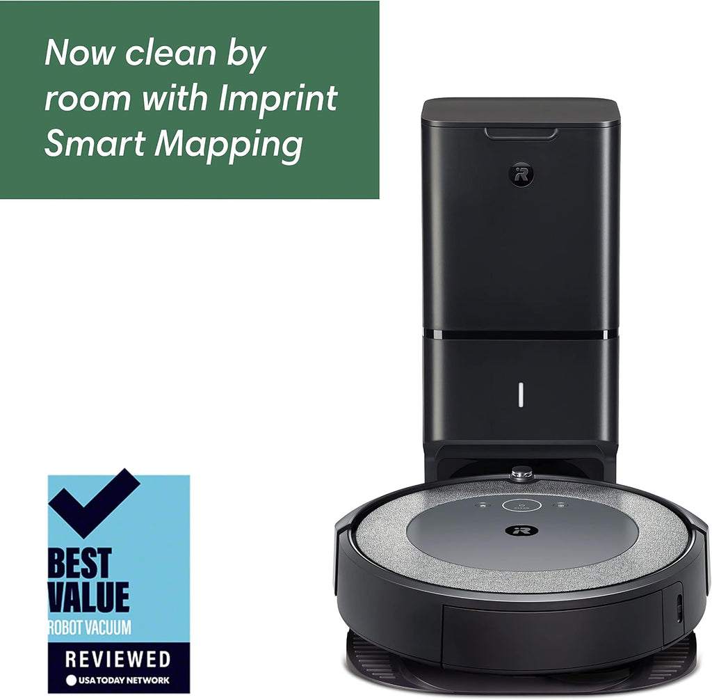 iRobot Roomba i3+ EVO (3550) Self-Emptying Robot Vacuum – Now Clean by Room with Smart Mapping, Empties Itself for Up to 60 Days, Works with Alexa, Ideal for Pet Hair, Carpets, Roomba i3+