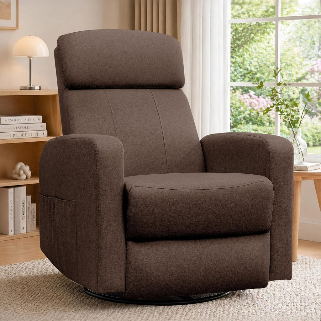Korser Power Swivel Recliner Chairs for Adults, Electric Glider Rocking Chair Nursery, Glider Recliner Nursery Chair with Classified Side Pocket, Nursery Rocking Chairs with USB and Type-C Ports