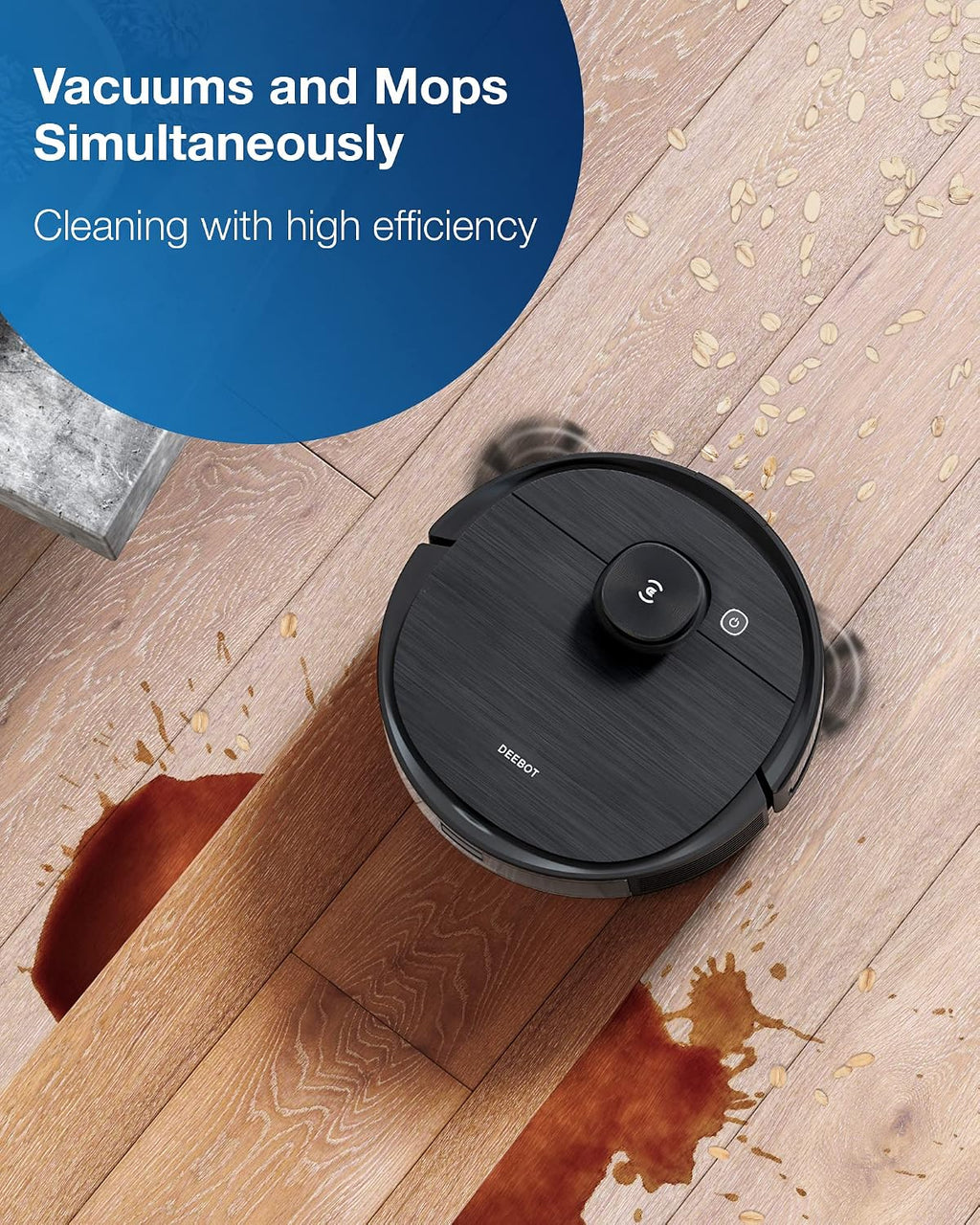 ECOVACS Deebot T8 AIVI Robot Vacuum Cleaner for Floors,Carpet, Vacumming and Mopping in One-Go, Laser Mapping, Smart AI Object Recognition, On-Demand Live Video, Custom Clean, 3+ Hours of Runtime