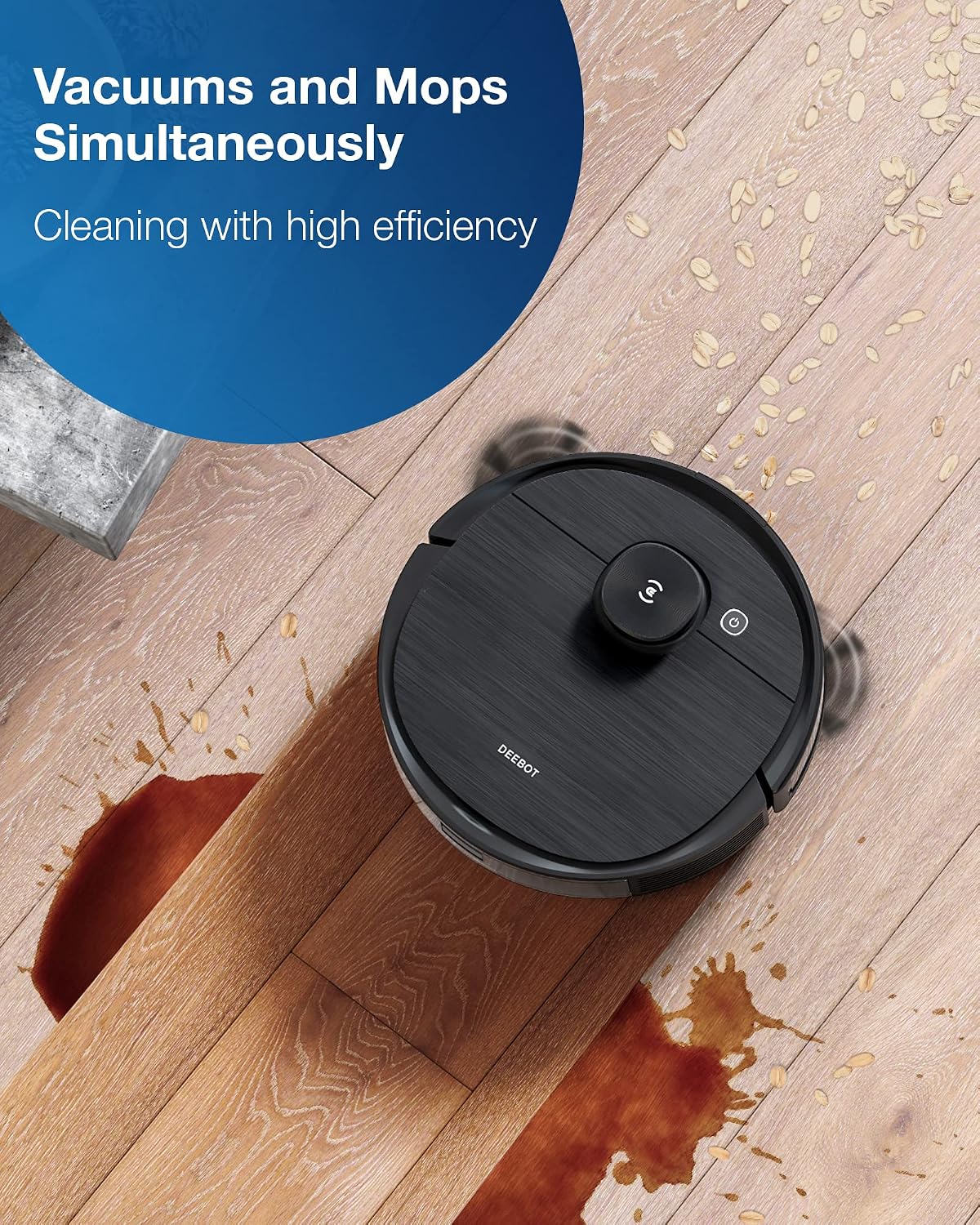 ECOVACS Deebot T8 AIVI Robot Vacuum Cleaner for Floors,Carpet, Vacumming and Mopping in One-Go, Laser Mapping, Smart AI Object Recognition, On-Demand Live Video, Custom Clean, 3+ Hours of Runtime