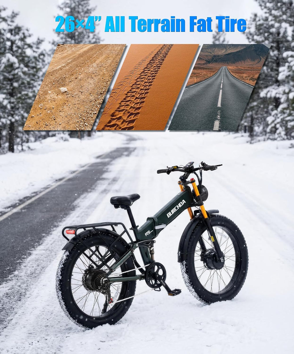 DAMSON Electric Bike for Adults Dual Motor AWD 5000W/3000W/1500W Peak 40MPH/30MPH Dirt Ebike, 52V/48V Max-Output Up to 65/80/120/160 Miles Long Range, 26' Full Suspension Fat Tire Mountains Bicycle
