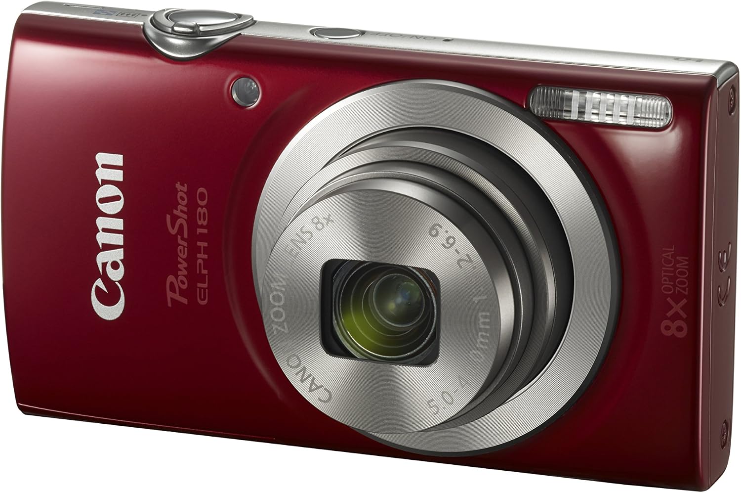 Canon PowerShot ELPH 180 Digital Camera w/Image Stabilization and Smart AUTO Mode (Red) (Renewed)