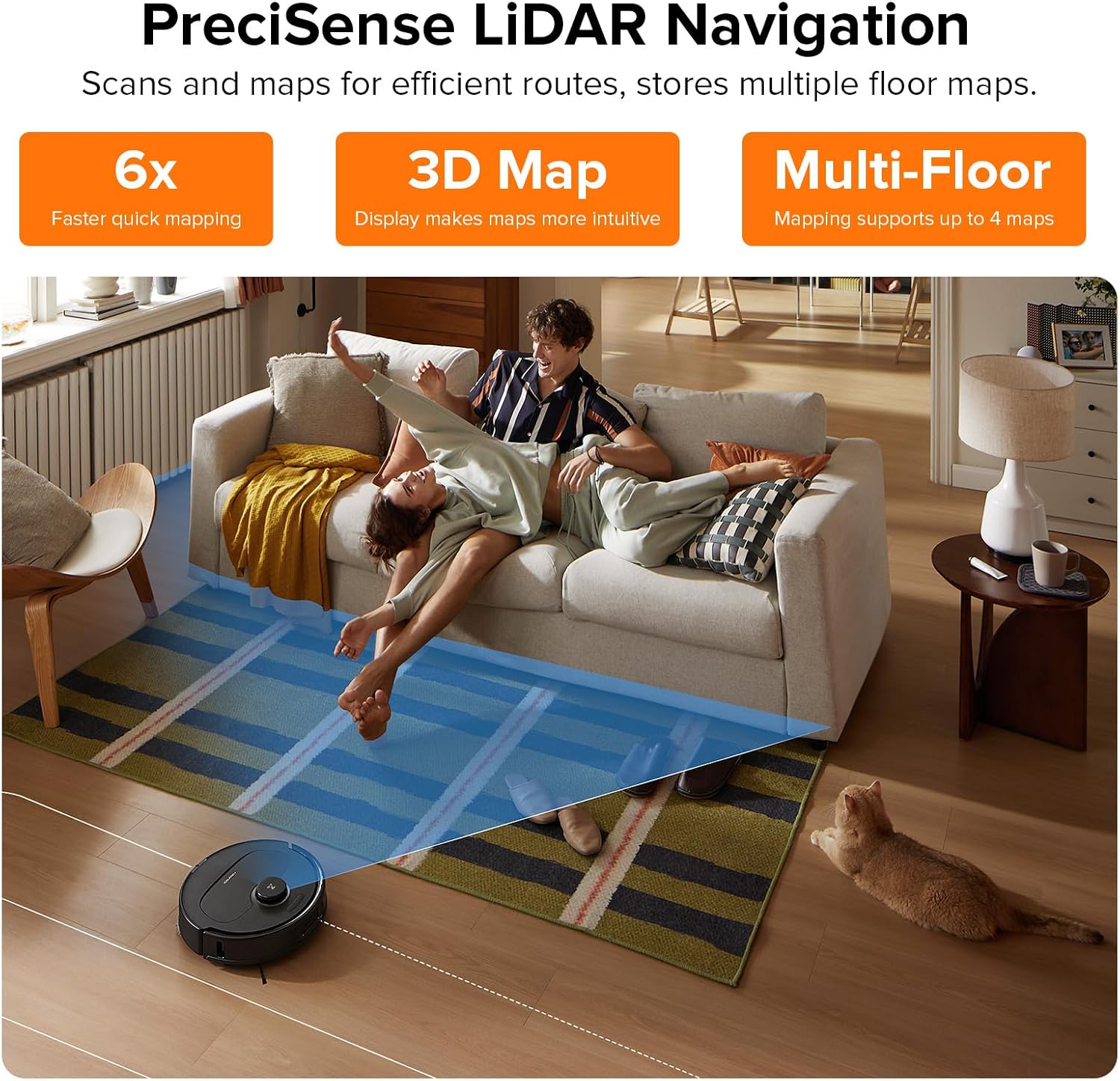 roborock Qrevo Plus Robot Vacuum and Mop with FlexiArm Design Edge Mopping, Auto Mop Washing & Drying, Reactive Tech Obstacle Avoidance, 7,000 Pa Suction, Black (Renewed)