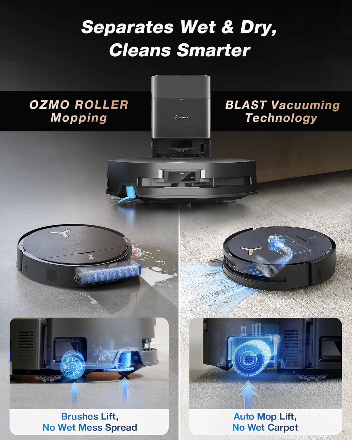ECOVACS DEEBOT X9 PRO Omni Robot Vacuum and Mop, 16,600Pa Suction, OZMO Roller Self-Washing Mop, ZeroTangle 3.0, Triple Lift System, AI Navigation, Hands-Free Station