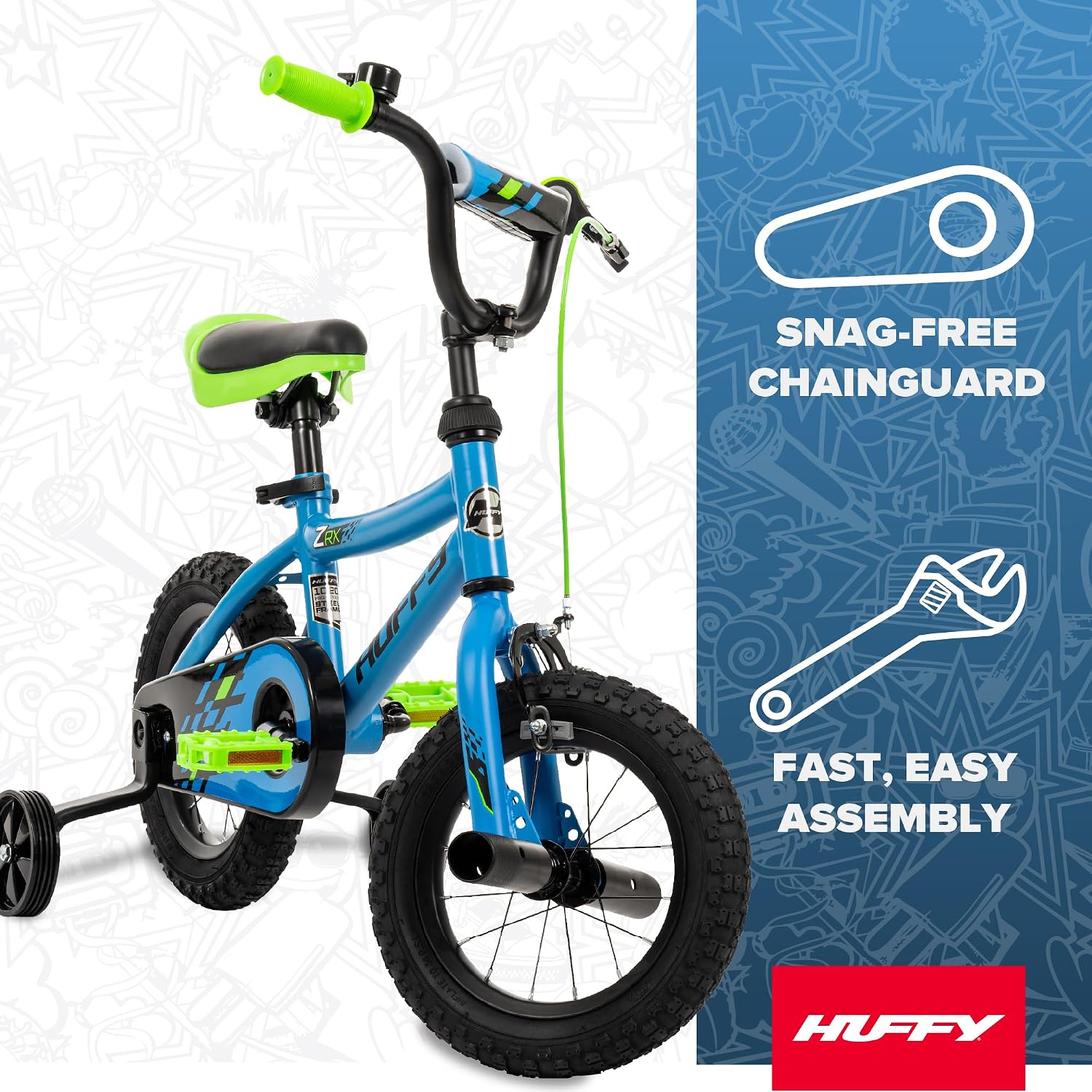 Huffy Kids 12/16 Inch Bikes, Multiple Color Options Available, Ideal for Ages 3+ Years Old, EZ Build Assembly, Removable Training Wheels, Chain Guard for Safety, Fun and Playful Designs