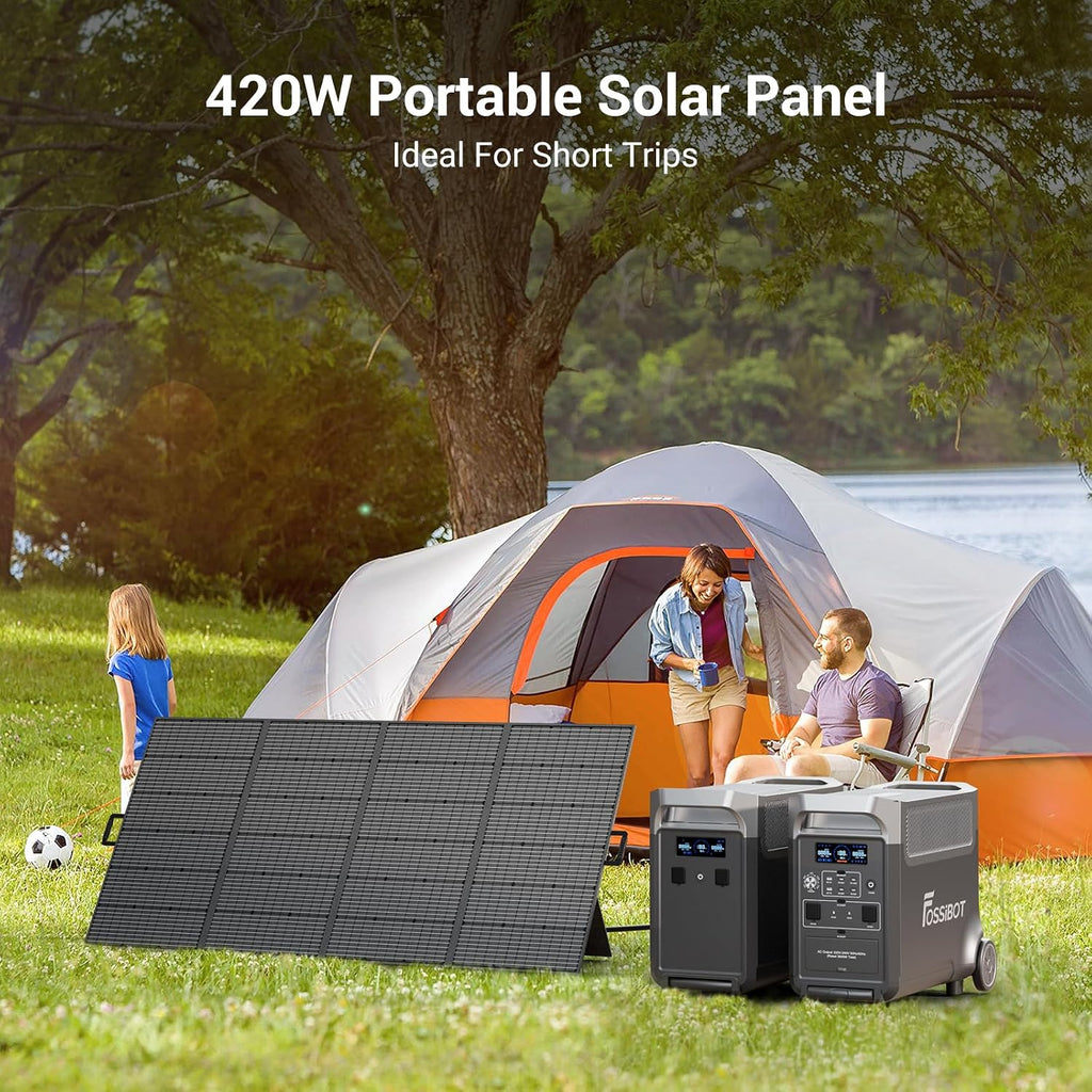 FOSSiBOT SP420W Portable Solar Panel, 420W High Power Solar Charger with 23.5% Efficiency, IP67 Waterproof Foldable Solar Panel, MC4 Connector for F2400/F3600 Power Station, RV, Van Life, Off-Grid