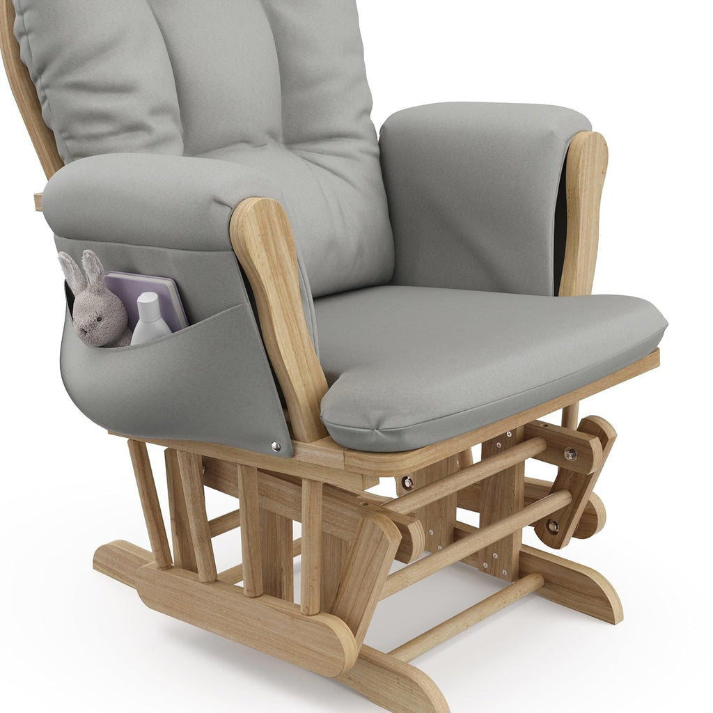 Storkcraft Premium Hoop Glider & Ottoman (Natural/Light Gray) — GREENGUARD Gold Certified Nursery Glider, Solid Wood Craftsmanship, Smooth-Gliding Nursery Chair and Ottoman, Award-Winning