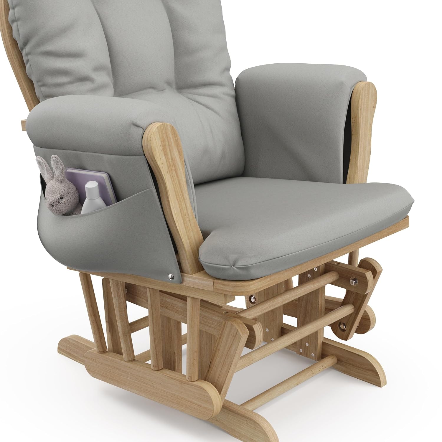 Storkcraft Premium Hoop Glider & Ottoman (Natural/Light Gray) — GREENGUARD Gold Certified Nursery Glider, Solid Wood Craftsmanship, Smooth-Gliding Nursery Chair and Ottoman, Award-Winning