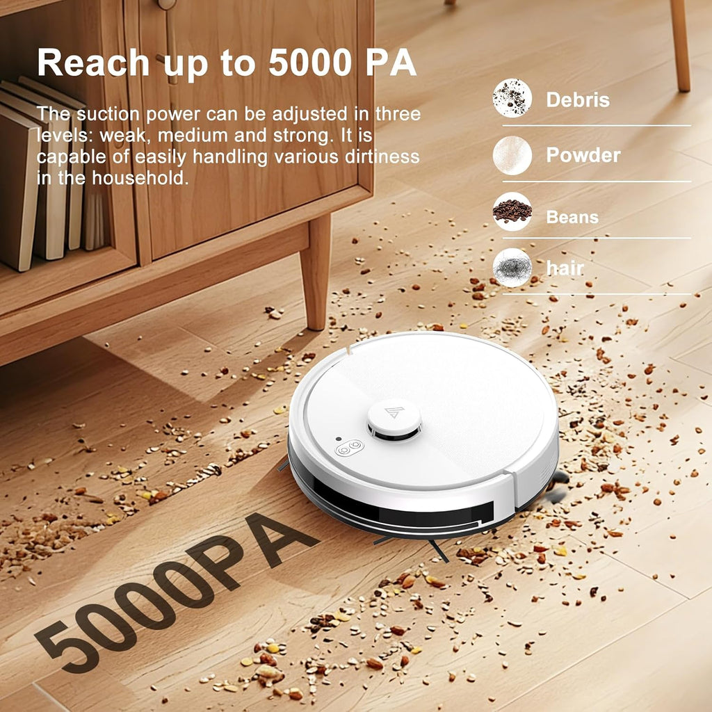 Robot Vacuum and Mop Combo, Robotic Vacuums with LiDAR Navigation, Smart Mapping, Strong Suction, with WiFi/App/Alexa/Voice Control, Obstacle Avoidance, for Home, Wood/Hard Floors, Pet Hair