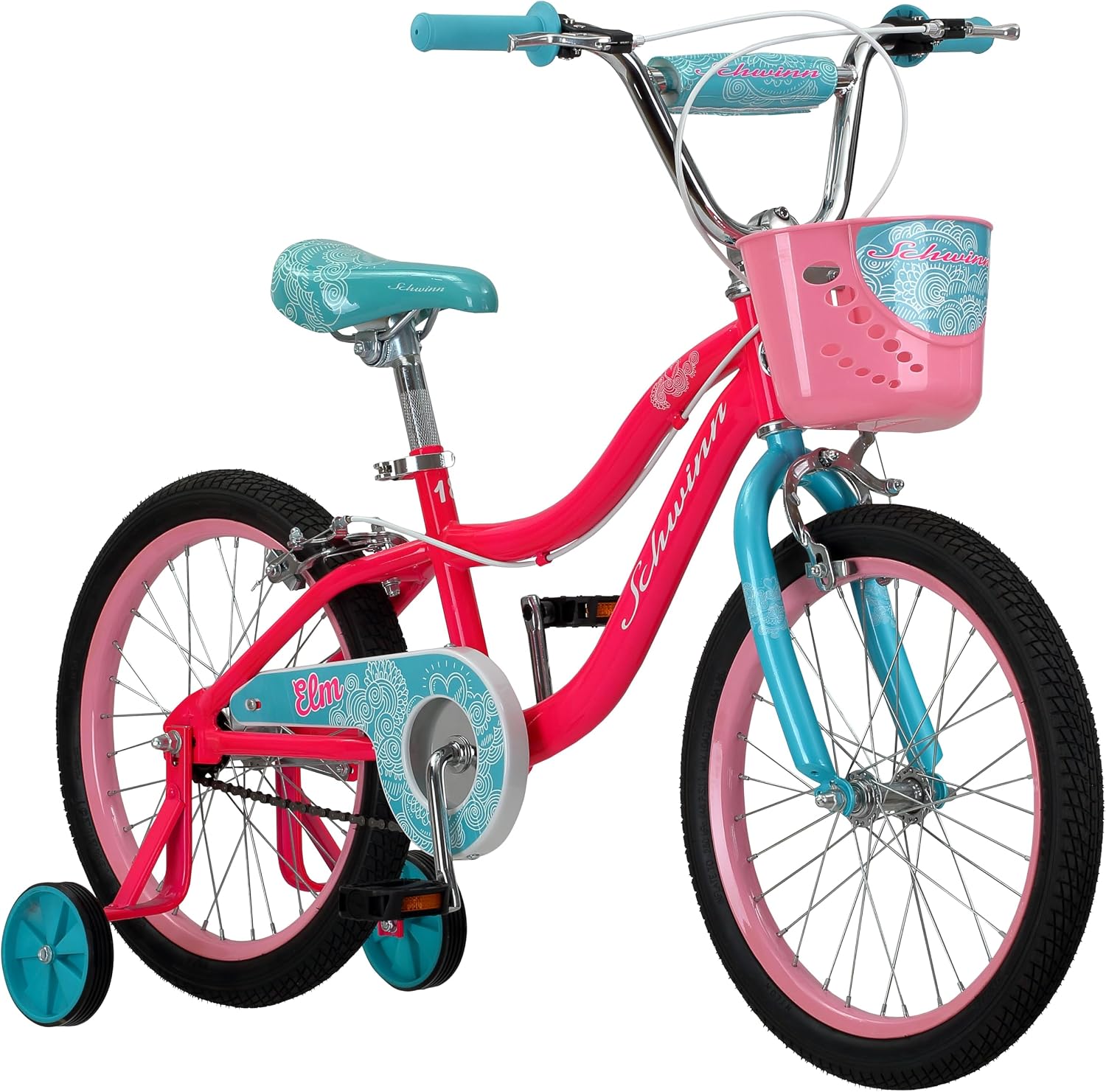 Schwinn Elm Bike, 18 Inch Bike for Kids Ages 5-9, SmartStart Ergonomic Design for Kids, Adjustable Seat Grows with your Child, Rear Coaster Brake and Front Caliper Brake, Training Bicycle
