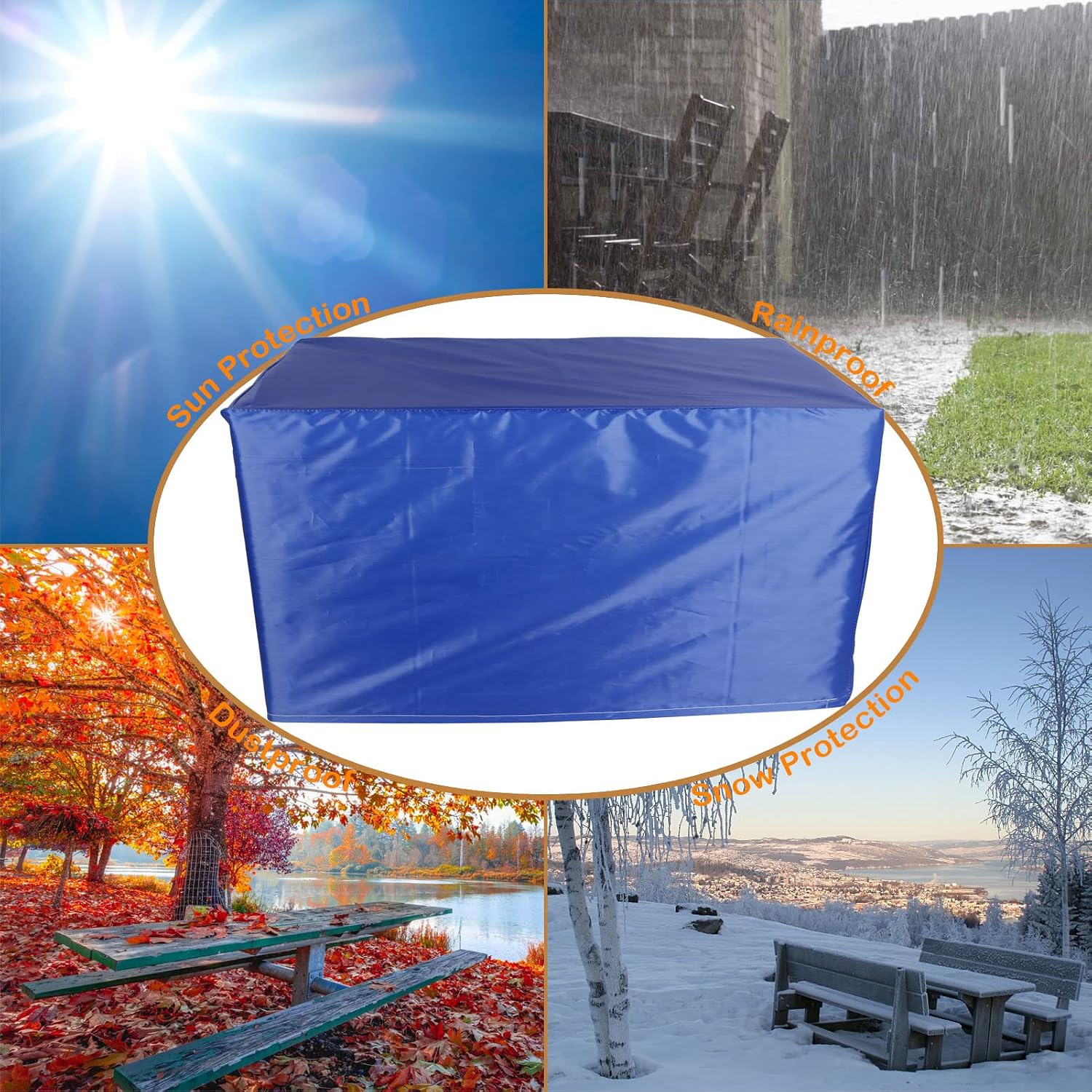 YSUEFIJO Patio Furniture Cover Set Waterproof 98x98x35in Blue Outdoor Garden Furniture Covers Rectangular Square for Table Chairs and Sofa, 420D Oxford Fabric Tear-Resistant Anti-UV