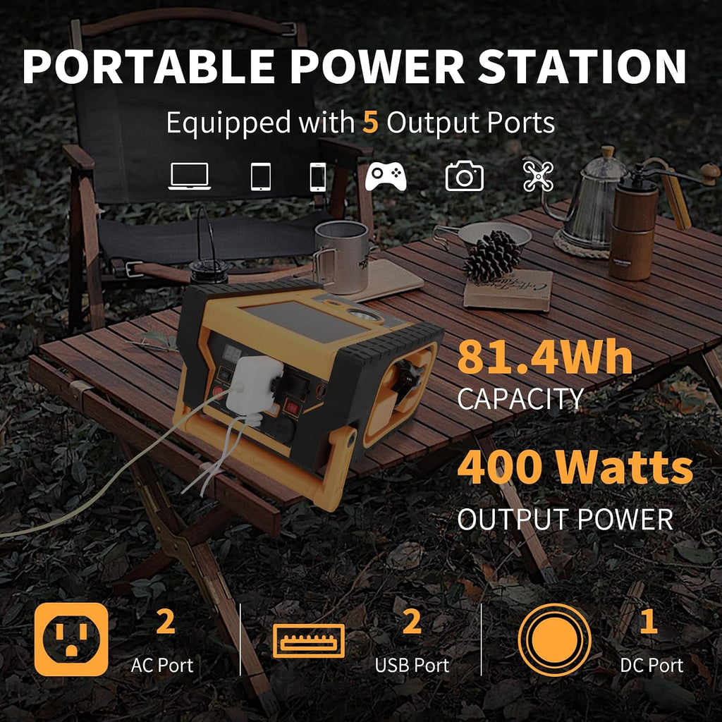 2000A Peak Jump Starter with Air Compressor, Portable Power Station with 400W Inverter, 12V Car Battery Booster for 8.5L Gas/Diesel Engines