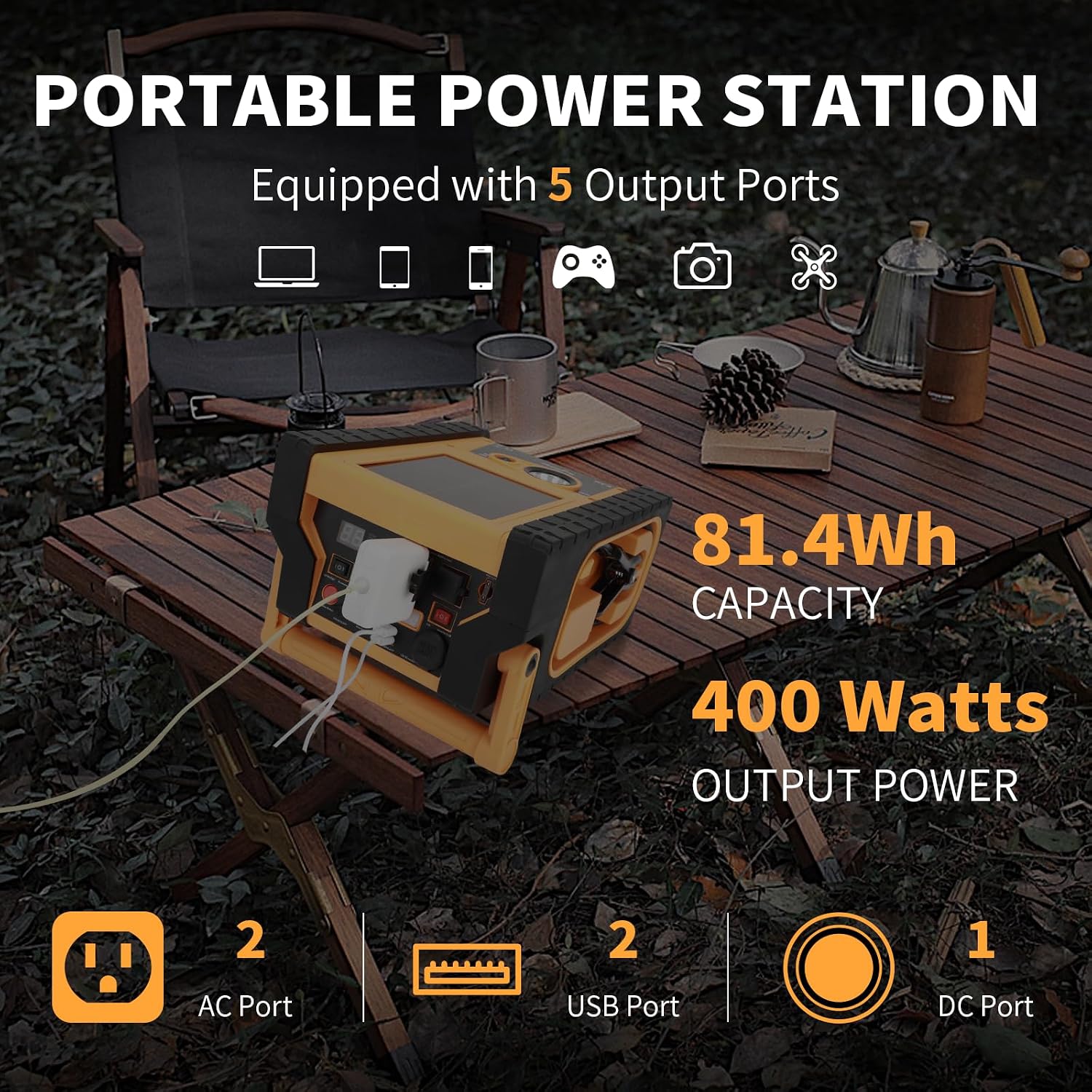 2000A Peak Jump Starter with Air Compressor, Portable Power Station with 400W Inverter, 12V Car Battery Booster for 8.5L Gas/Diesel Engines
