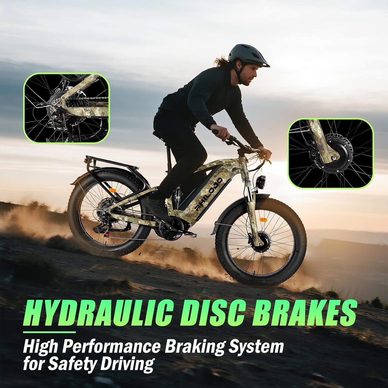 Electric Bike for Adults, 5000𝕨 Dual Motor E-Bike, 60V 32AH Long Range Dirt Bike, Fat Tire Hunting Ebike for All Terrain, Full Suspension Electric Bicycle