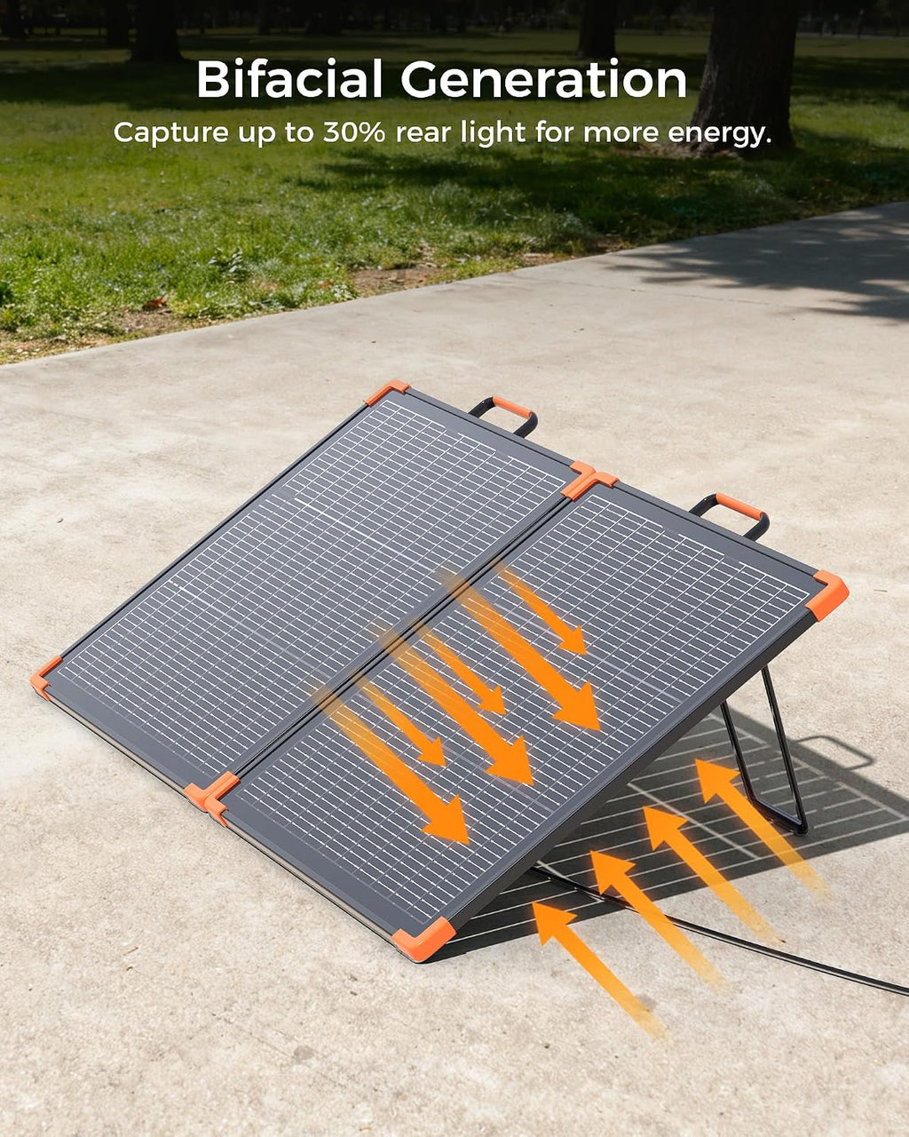 ZOUPW 110W Bifacial Portable Solar Panel, N-Type 16BB 25% High Efficiency Foldable Solar Charger for Jackery 300/Ecoflow River/Anker Solix,IP68 Waterproof for Camping RV Emergency Power Supply