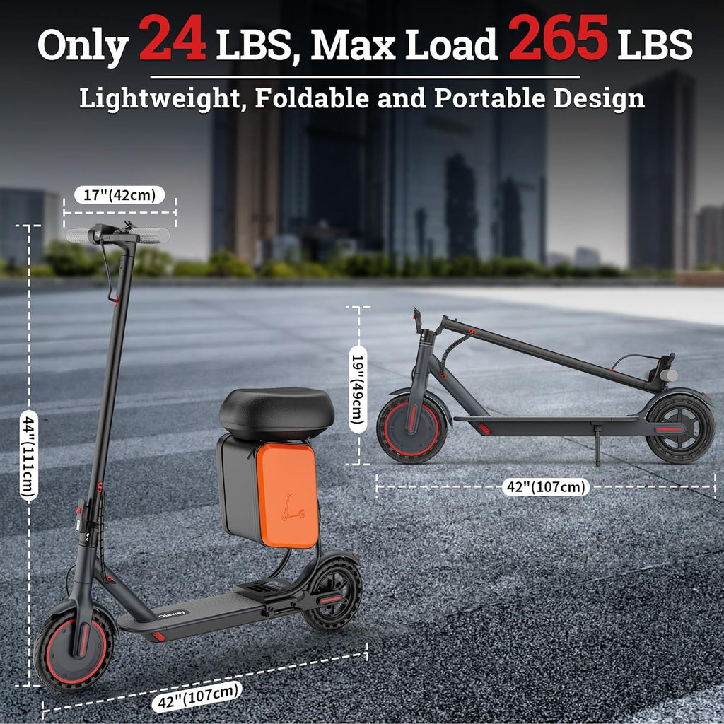 Qlaway Electric Scooter for Adults, 350W/500W Motor, 16-22 Miles Range, 8.5'/10' Solid Tires, Dual Braking & Suspension, Folding Portable Commuting E-Scooter with App