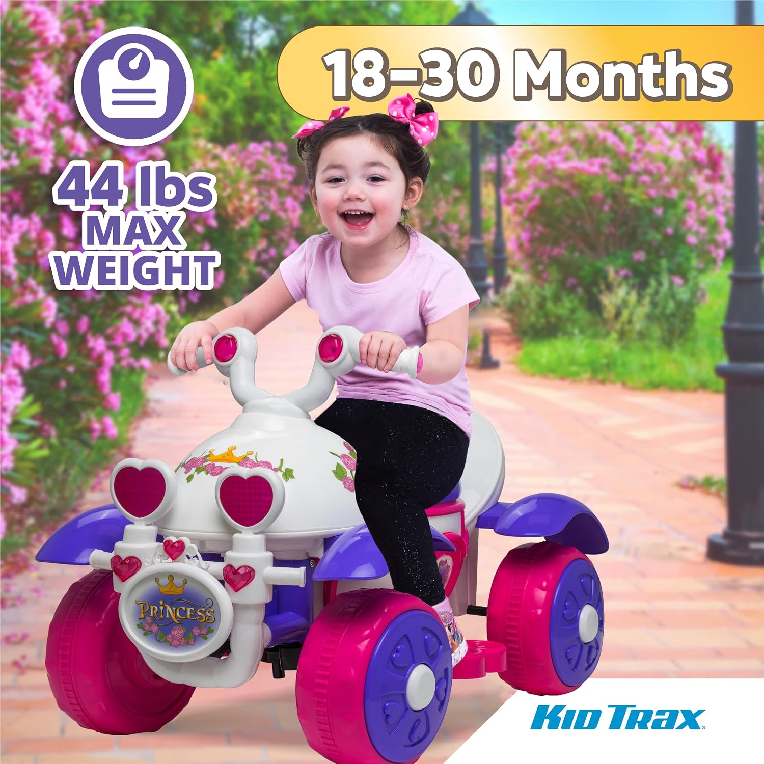 Kid Trax Royal Princess 6V Toddlers, Kids Ride On Toys - Toddler Girl Toys, Outdoor and Indoor, Electric Car for Kids to Drive, Easy Assembly, Gift for Toddlers, Max Weight of 44lbs, 18-30 Months Old