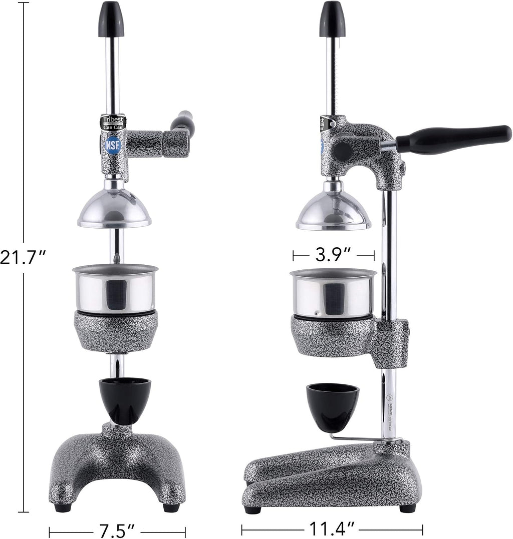 Tribest Pro MJP-100 Professional Manual Cold Press Juicer Machine for Orange, Lemon, and other Citrus Fruits, Gray