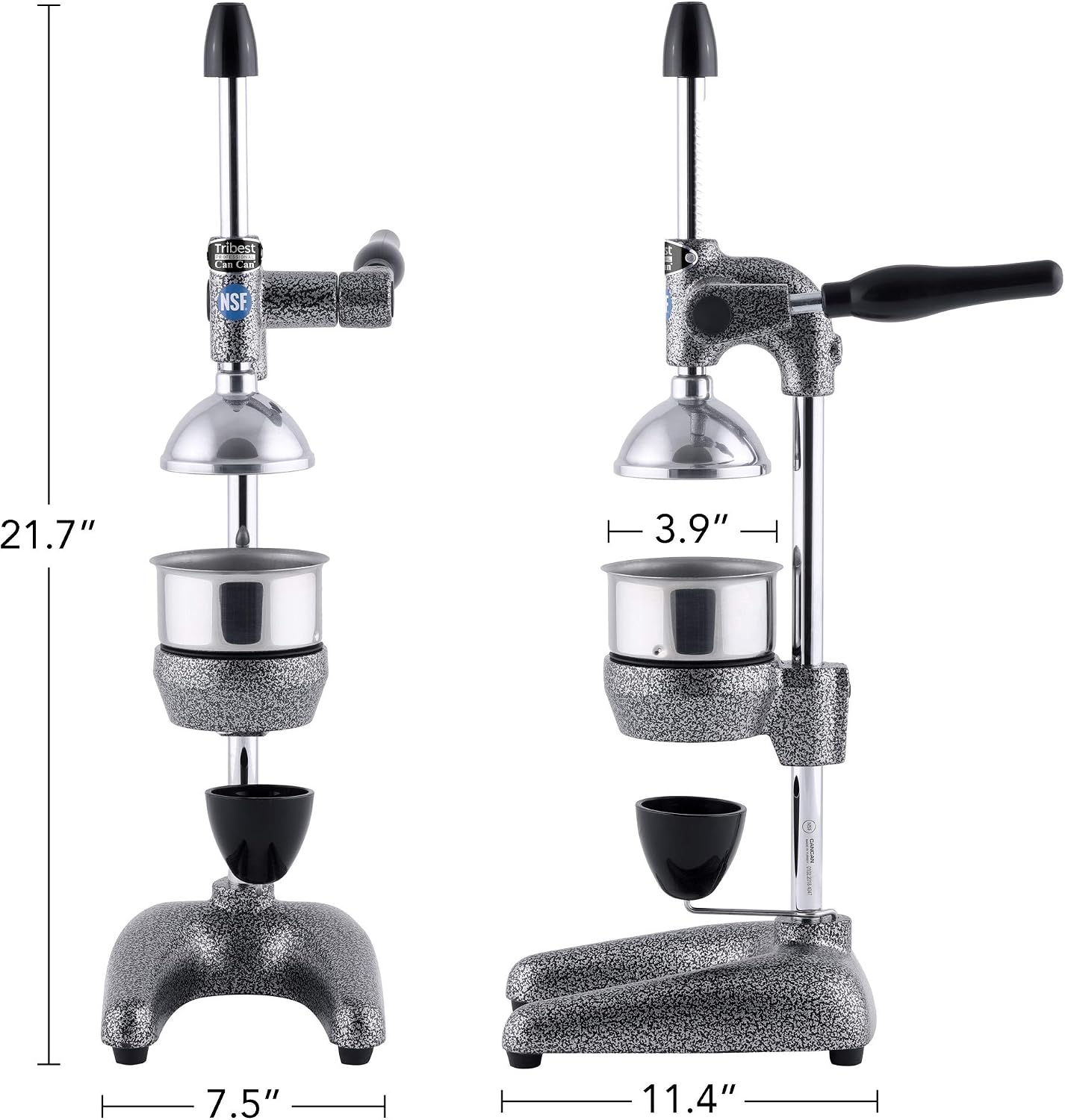 Tribest Pro MJP-100 Professional Manual Cold Press Juicer Machine for Orange, Lemon, and other Citrus Fruits, Gray